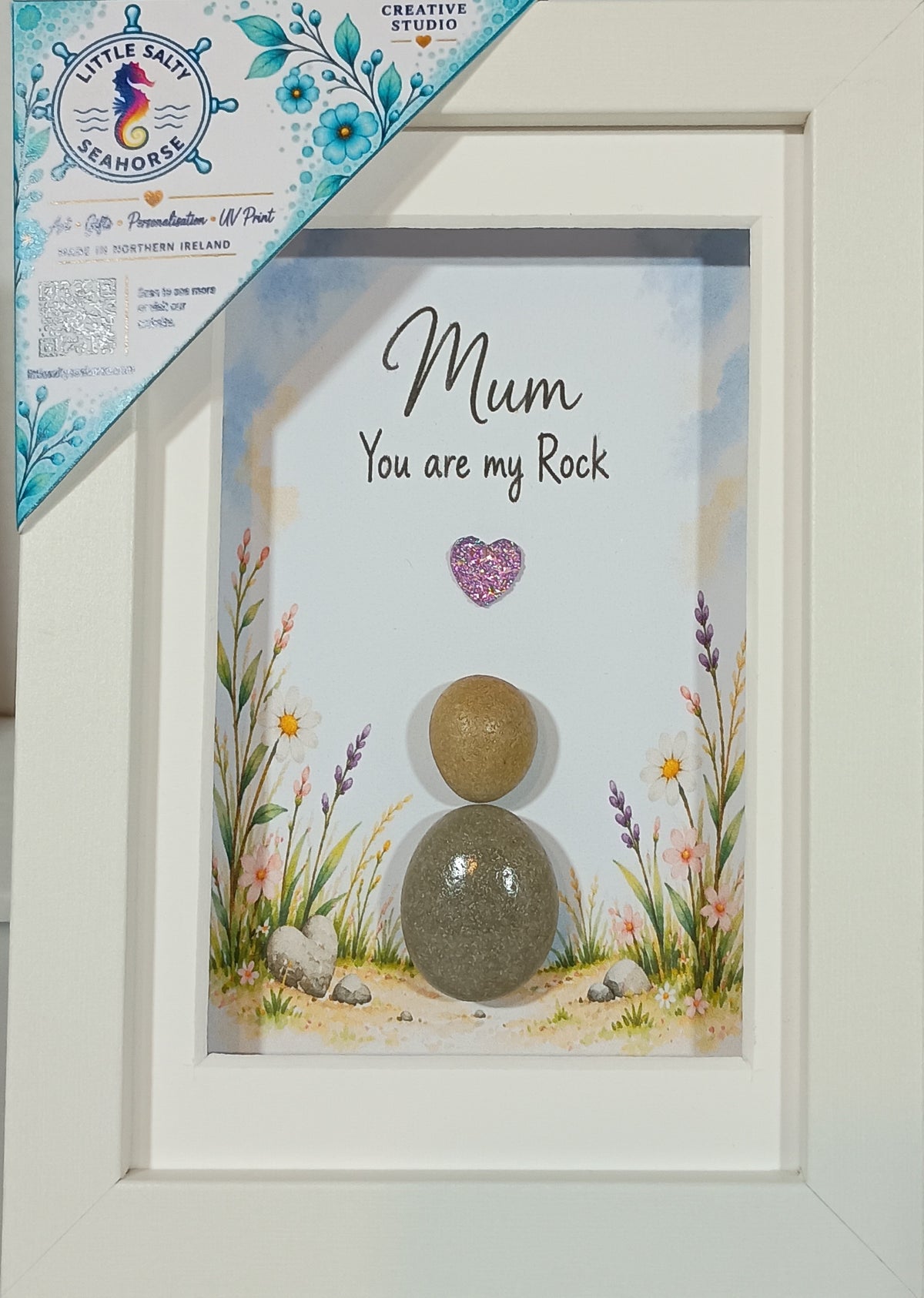 Mum, Mother, Mom gift; Irish Pebble Art; Sea-glass art; Unique Handmade Gifts;