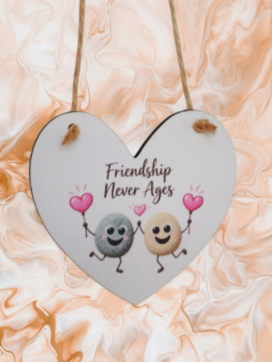 Friendship Never Ages mini friendship hanging heart