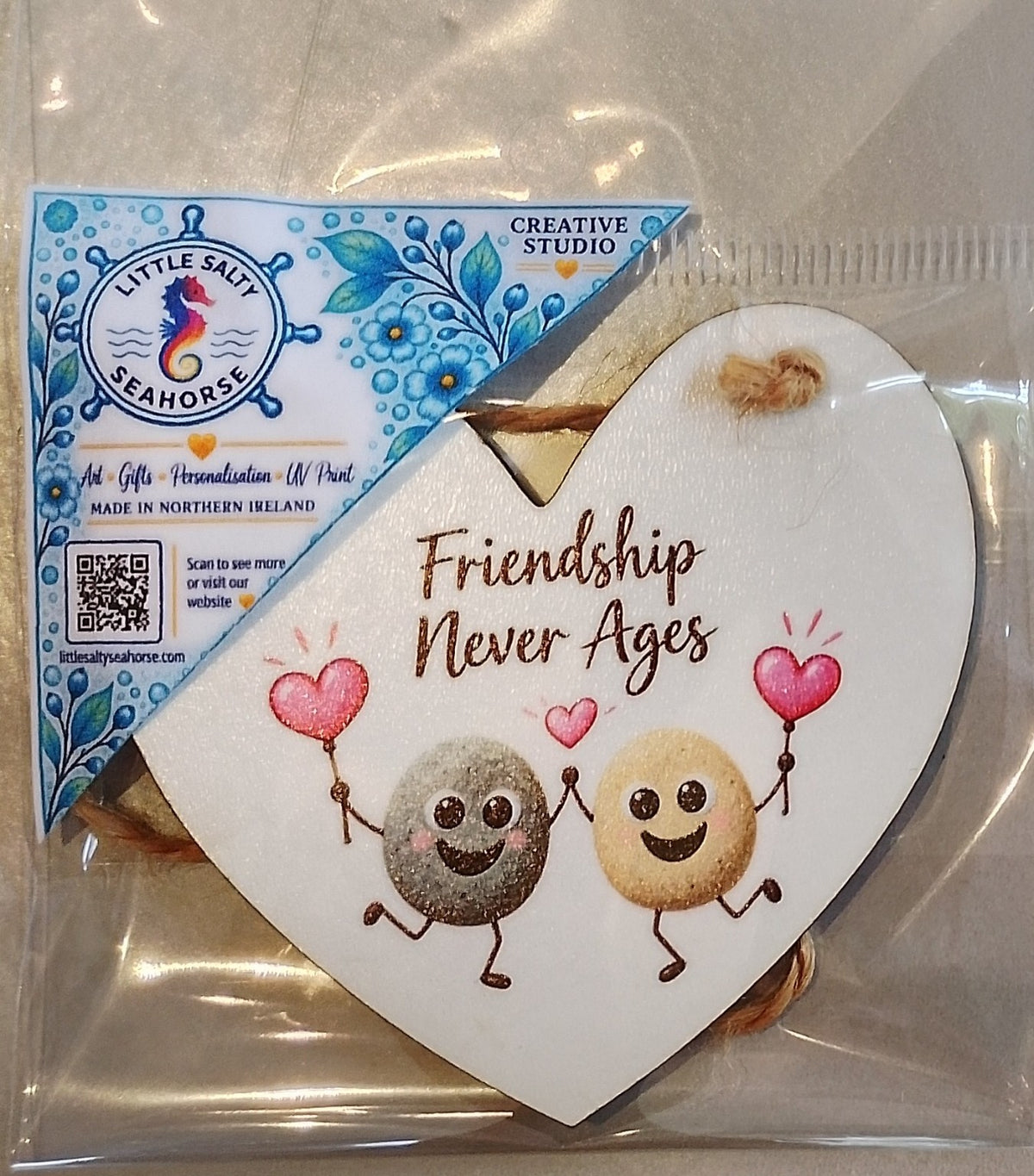 Friendship Never Ages mini friendship hanging heart
