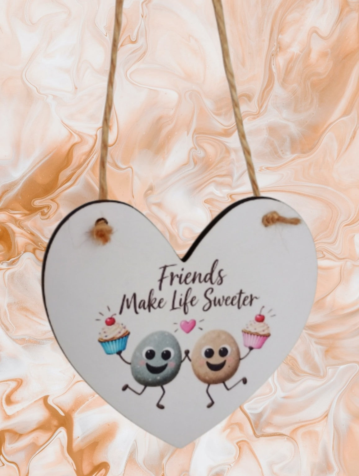 Friends Make Life Sweeter mini friendship hanging heart