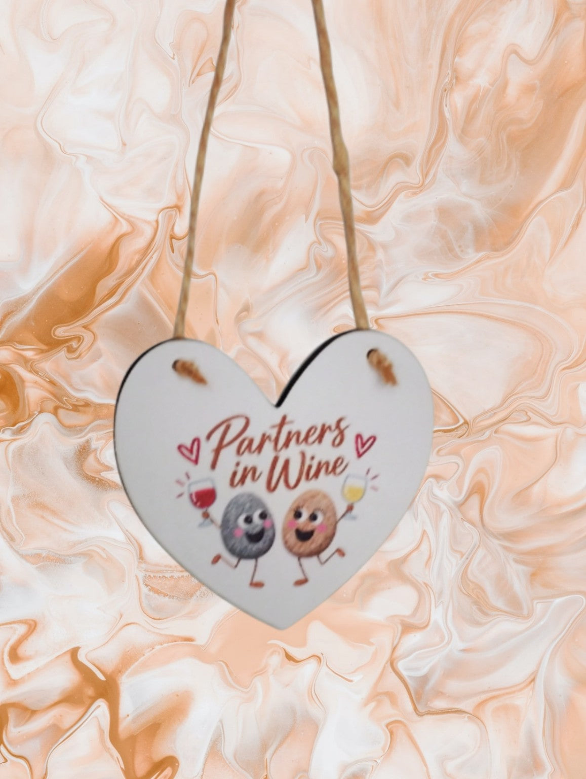 Partners in Wine mini friendship hanging heart