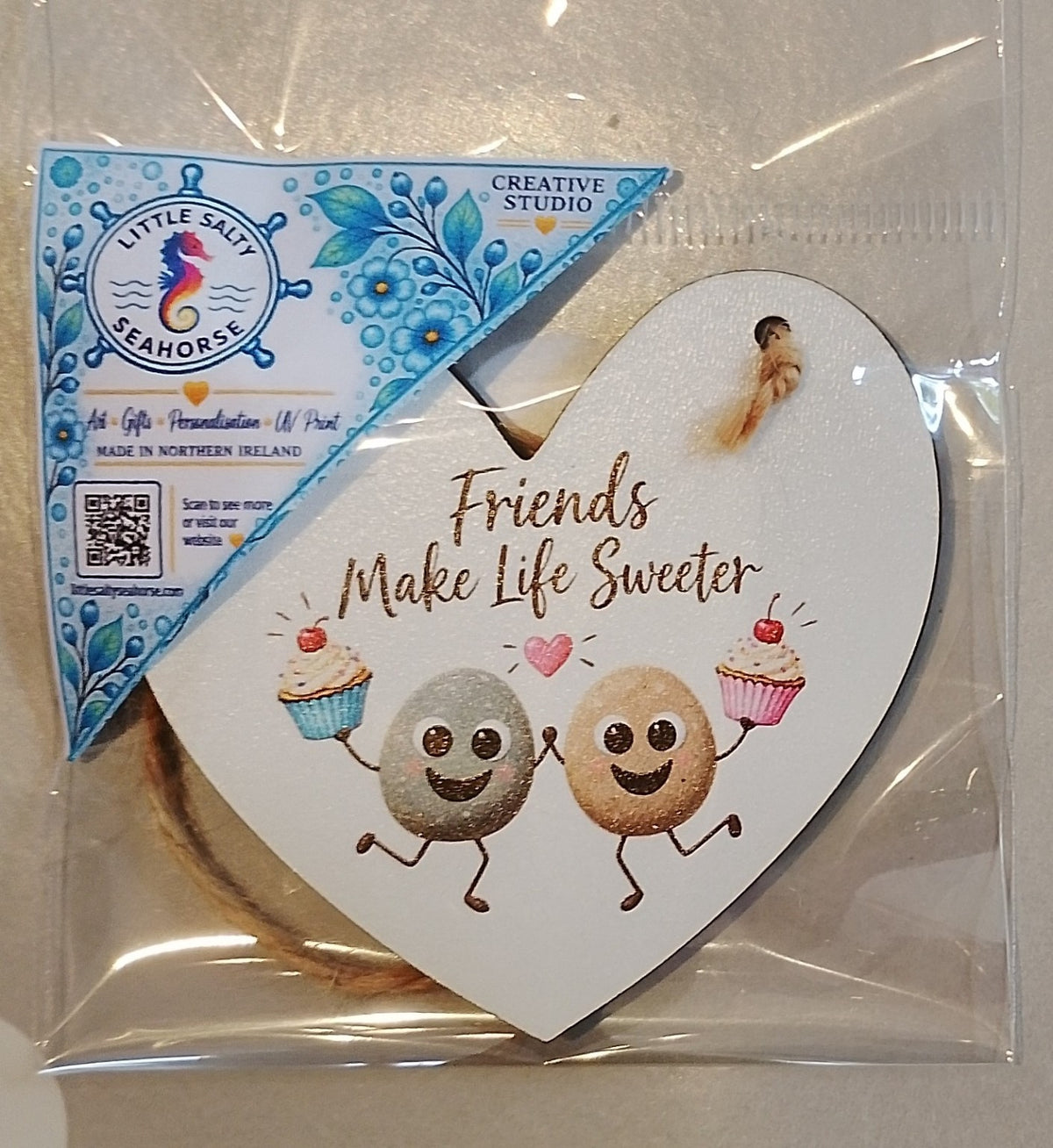 Friends Make Life Sweeter mini friendship hanging heart