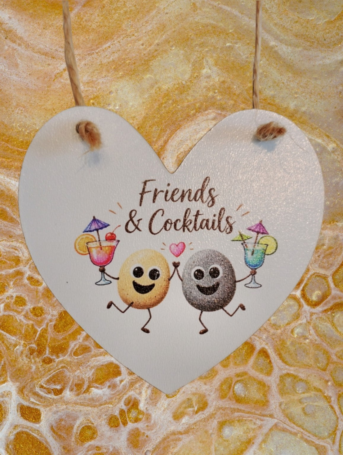 Friends & Cocktails mini friendship hanging heart