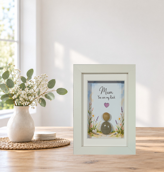 Mum, Mother, Mom gift; Irish Pebble Art; Sea-glass art; Unique Handmade Gifts;
