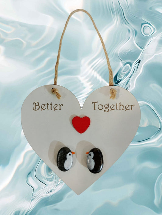 Penguin Heart Plaque - Better Together | Little Salty Seahorse
