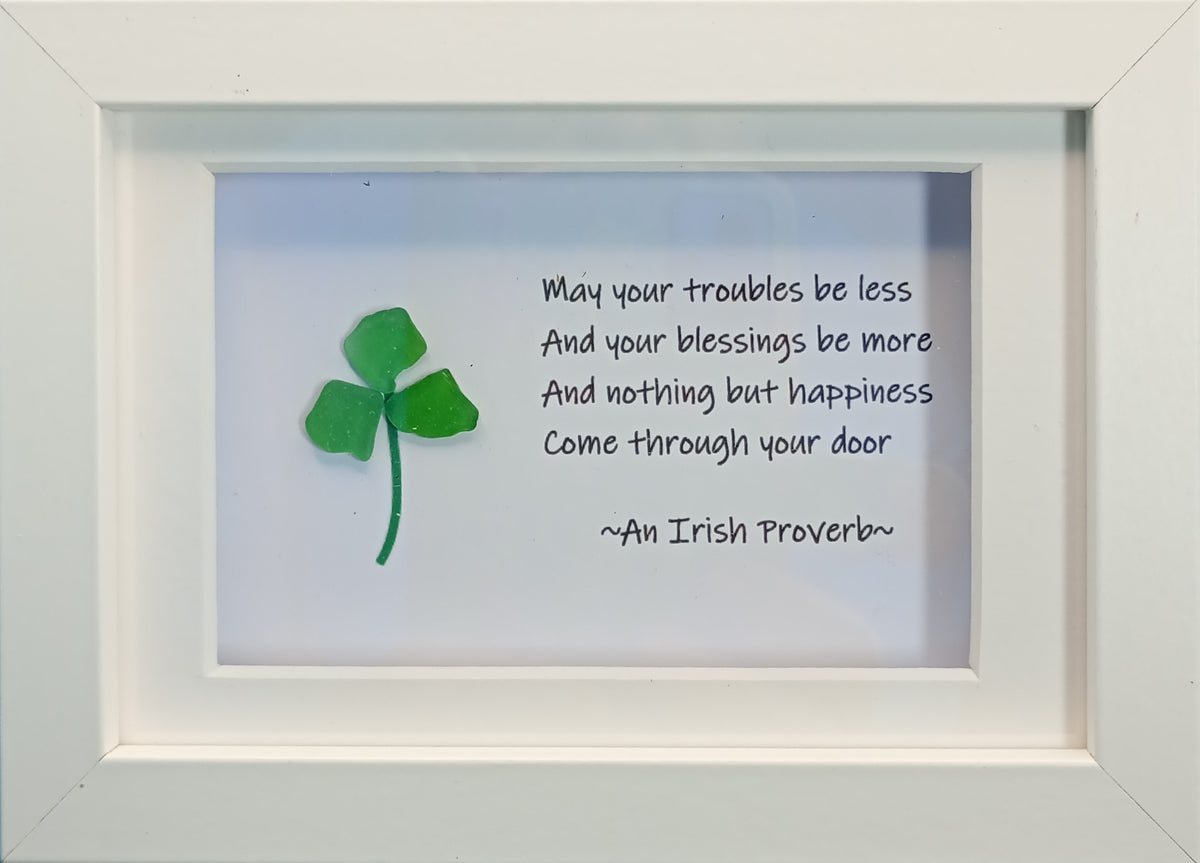 Irish Blessing with Sea Glass Shamrock