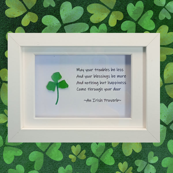Irish Blessing with Sea Glass Shamrock