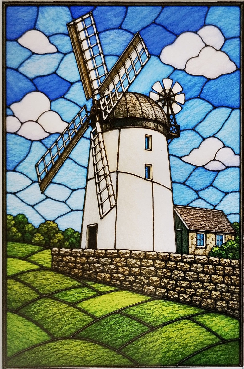 Close-up of Ballycopeland Windmill stained glass effect acrylic print