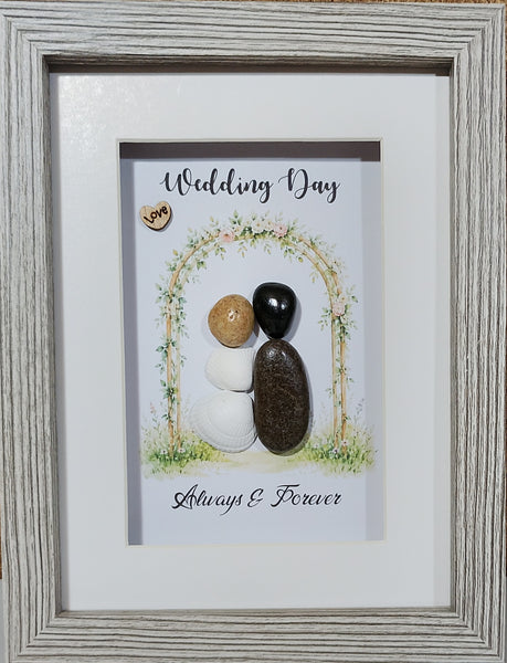 Wedding; Pebble art wedding gift;