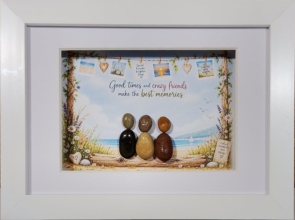 Three Friends Pebble Art