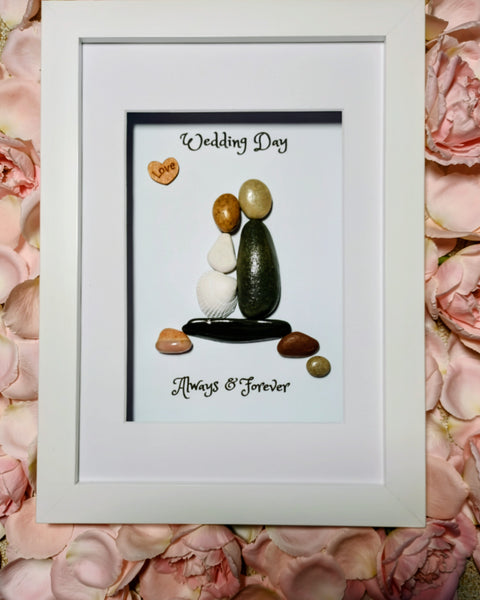 Wedding; Pebble art wedding gift;