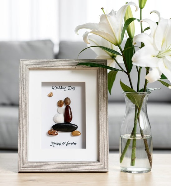Wedding; Pebble art wedding gift;