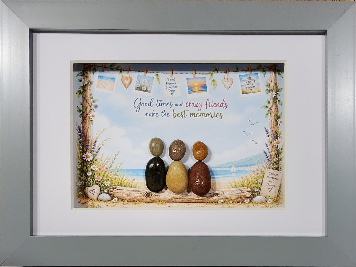 Three Friends Pebble Art