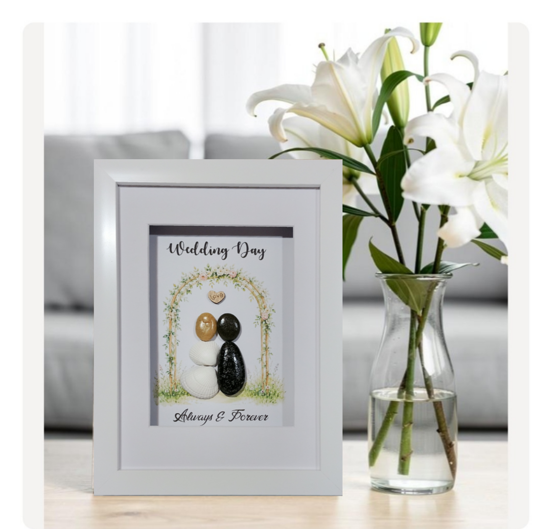 Wedding; Pebble art wedding gift;
