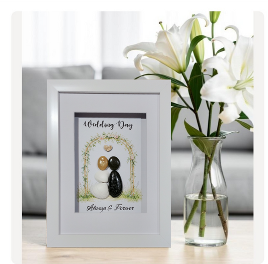 Wedding; Pebble art wedding gift;