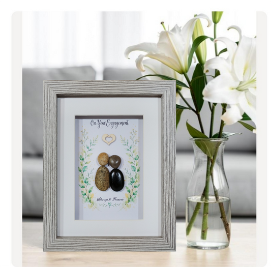 Engagement gift; Irish Pebble Art; Sea-glass art; Unique Handmade Gifts;