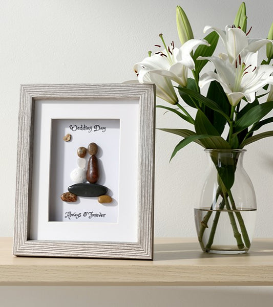 Wedding; Pebble art wedding gift;